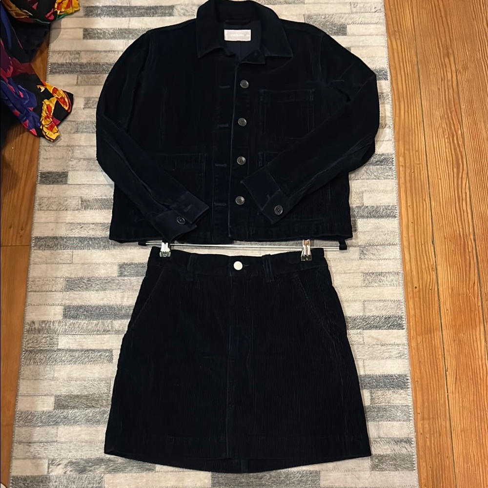 Everlane Navy Corduroy Jacket and Skirt Set